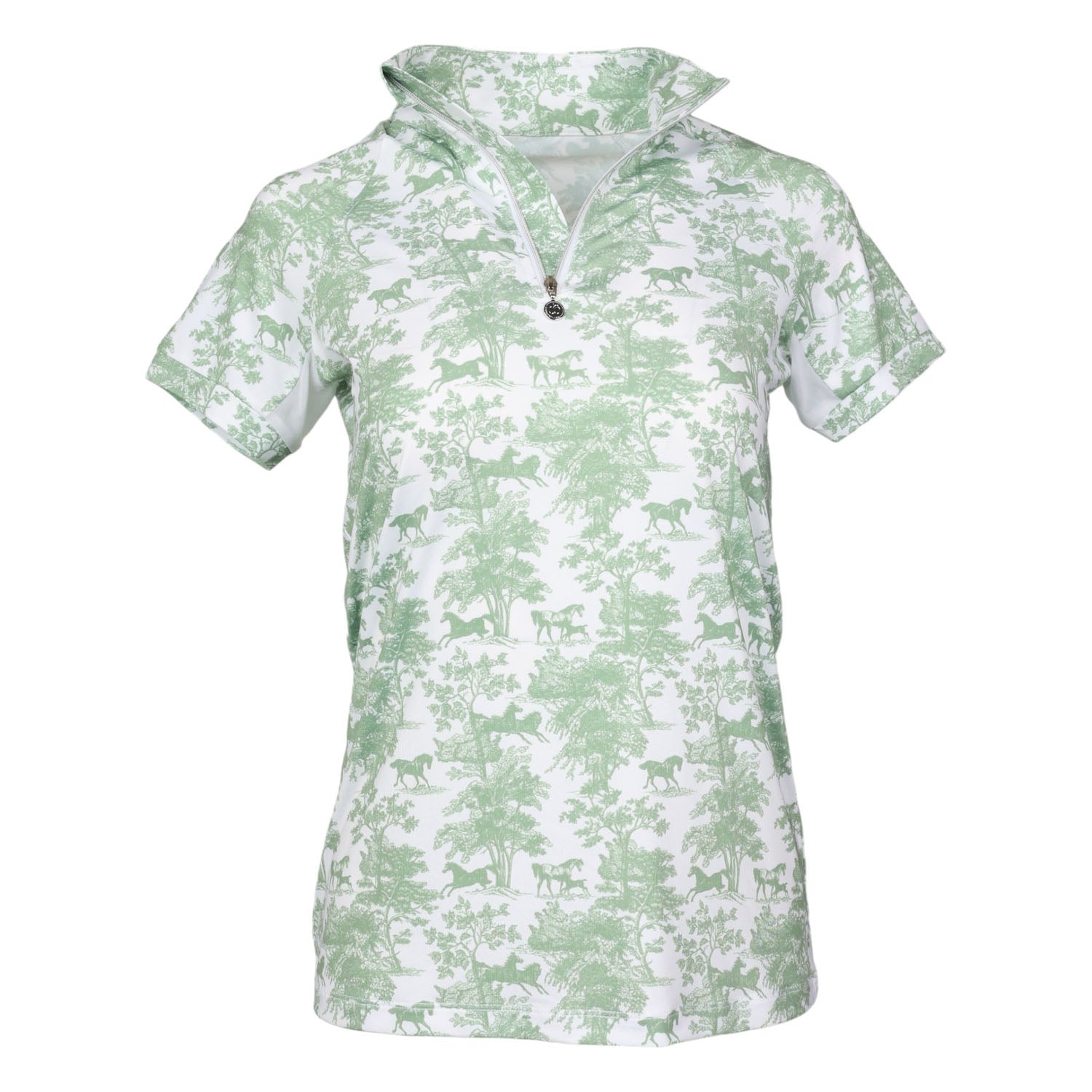 Dapplebay Ladies Equestrian Toile 1/4 Zip Short Sleeve Light Riding Top - Image 3