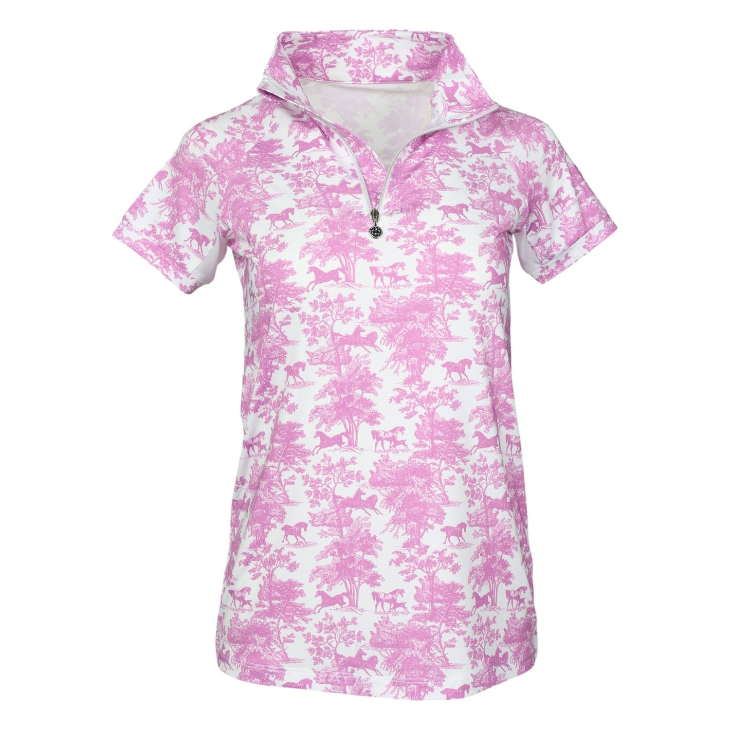 Dapplebay Ladies Equestrian Toile 1/4 Zip Short Sleeve Light Riding Top - Image 2