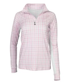 Alternative view of Dapplebay Ladies Gingham 1/4 Zip Long Sleeve Riding Top