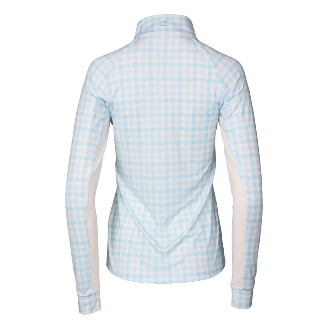 Dapplebay Ladies Gingham 1/4 Zip Long Sleeve Riding Top - Image 3