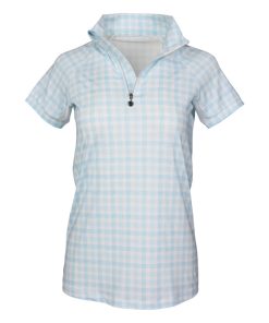 Alternative view of Dapplebay Kids Gingham Short Sleeve 1/4 Zip Riding Top