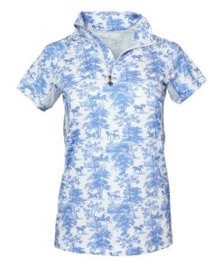 Dapplebay Kids Equestrian Toile 1/4 Zip Short Sleeve Top