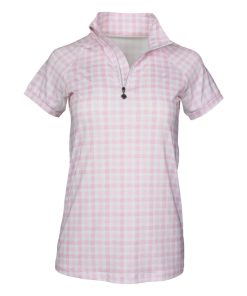 Alternative view of Dapplebay Ladies Gingham Short Sleeve 1/4 Zip Riding Top