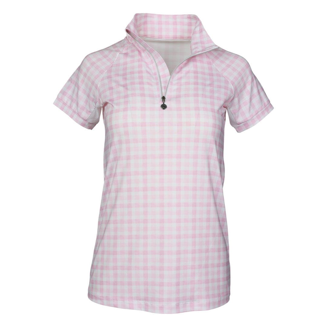 Dapplebay Ladies Gingham Short Sleeve 1/4 Zip Riding Top - Image 2