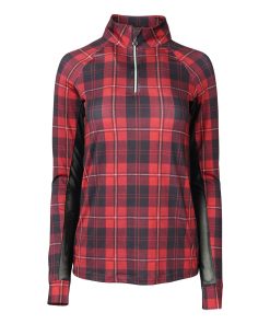 Dapplebay Ladies Holiday Plaid 1/4 Zip Light Riding Top