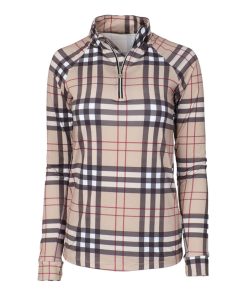 Dapplebay Holiday Plaid Ladies 1/4 Zip Riding Top
