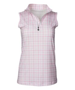 Alternative view of Dapplebay Ladies Gingham 1/4 Zip Sleeveless Riding Top