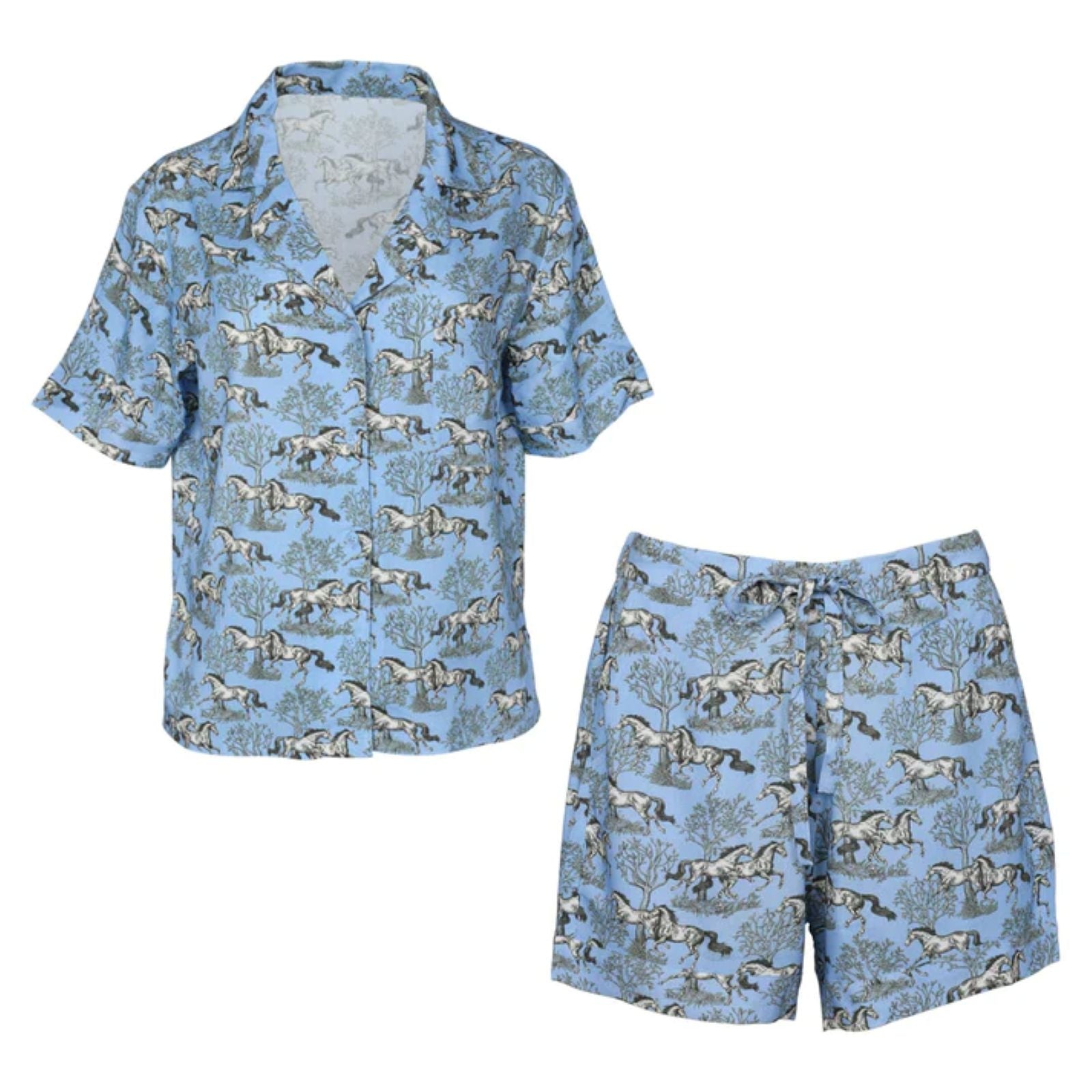 AWST Int'l Lila Loungewear Short Set-Blue Toile-L