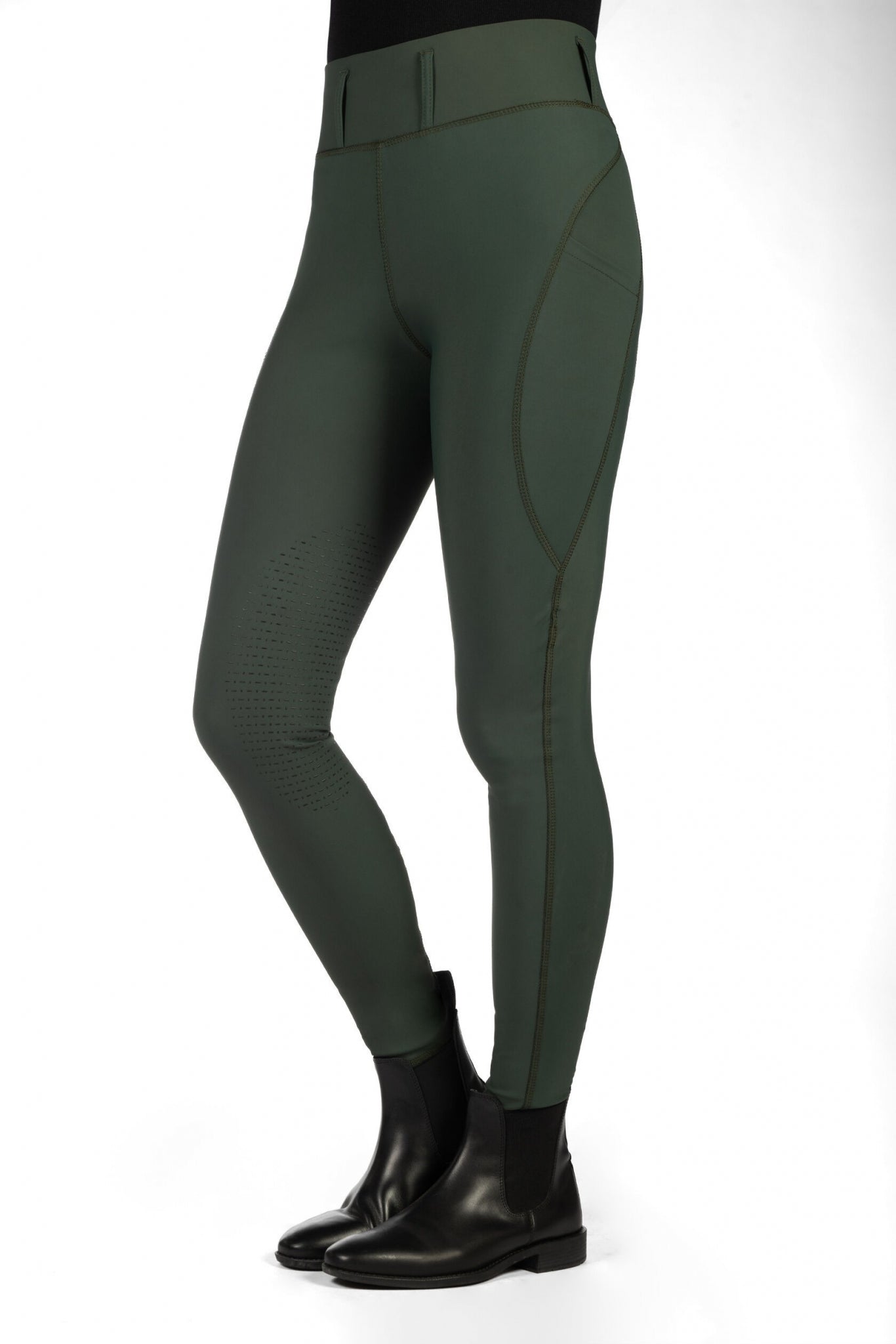 HKM Ladies Jil High Waist Sil. Knee Patch Riding Leggings - Image 8