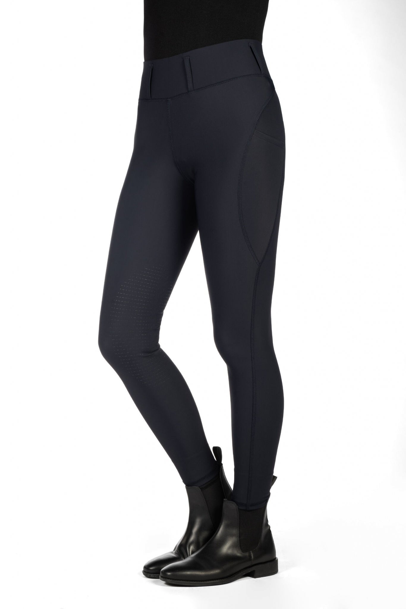 HKM Ladies Jil High Waist Sil. Knee Patch Riding Leggings - Image 12