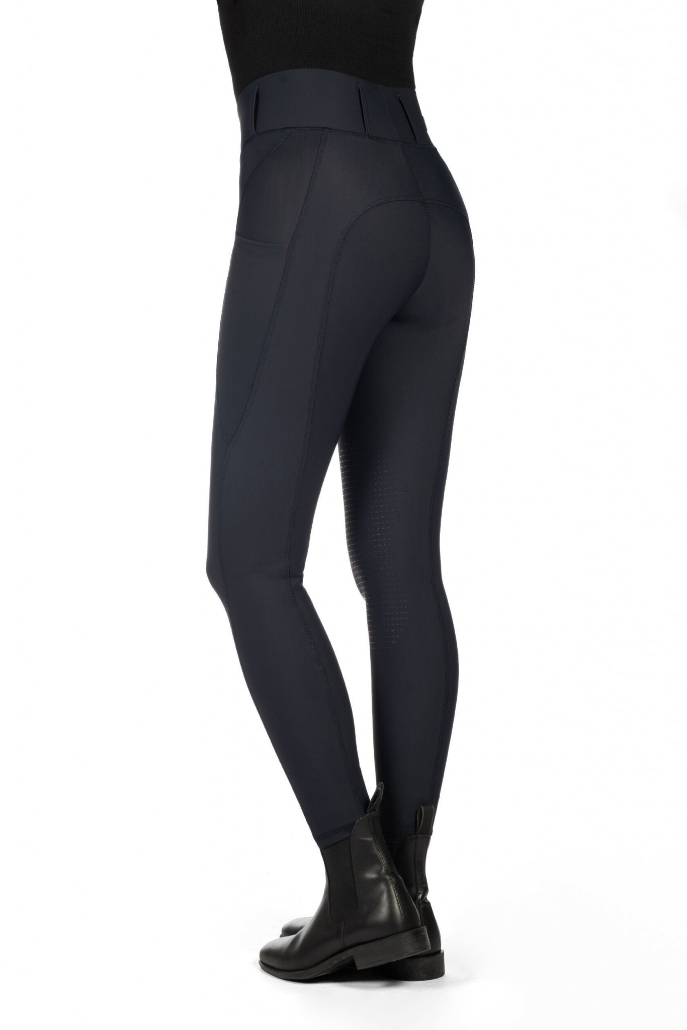 HKM Ladies Jil High Waist Sil. Knee Patch Riding Leggings - Image 14