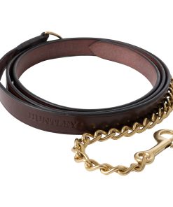 Huntley Fancy Stitched Traditional Leather Lead with Brass chain