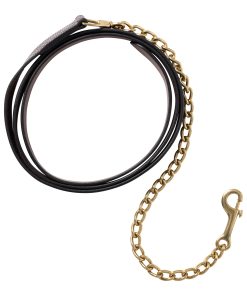 Alternative view of Huntley Fancy Stitched Traditional Leather Lead with Brass chain