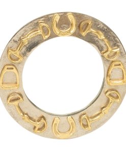 Huntley Equestrian Decorative Round Mirror with Horse Shoes, Stirrups, and Bits