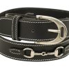 Huntley Equestrian Ladies Stirrup Buckle, Snaffle Bit, 1.5" Inch Width Leather Belt