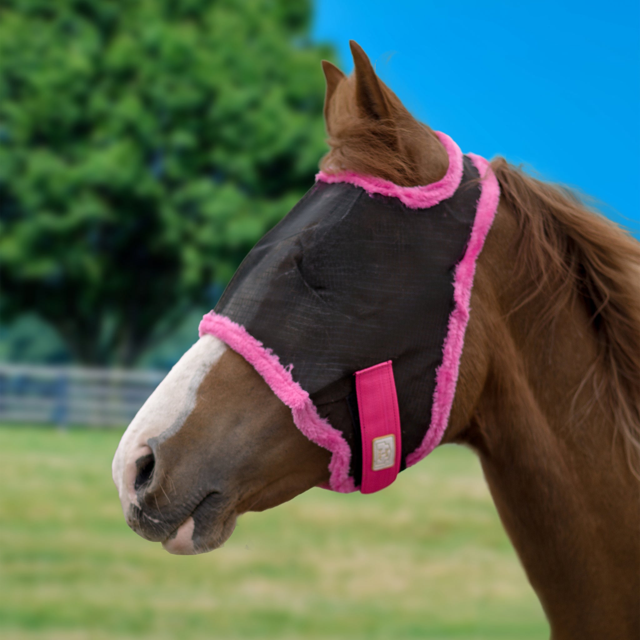 BARN & STABLE Fly Mask without Ears & Fleece Trim - Image 3