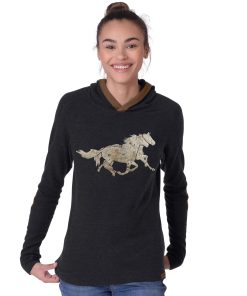 Chestnut Bay Rider Lounge Hoodie Running Horses