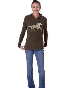 Alternative view of Chestnut Bay Rider Lounge Hoodie Running Horses