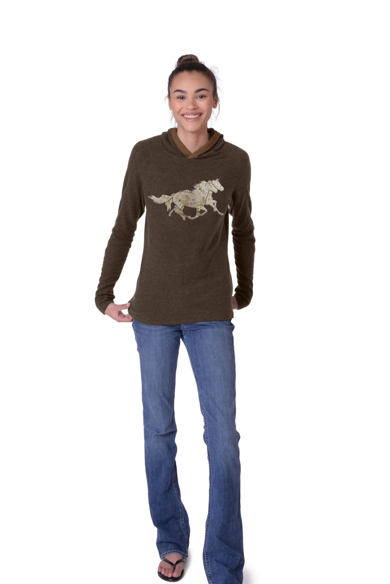 Chestnut Bay Rider Lounge Hoodie Running Horses - Image 2