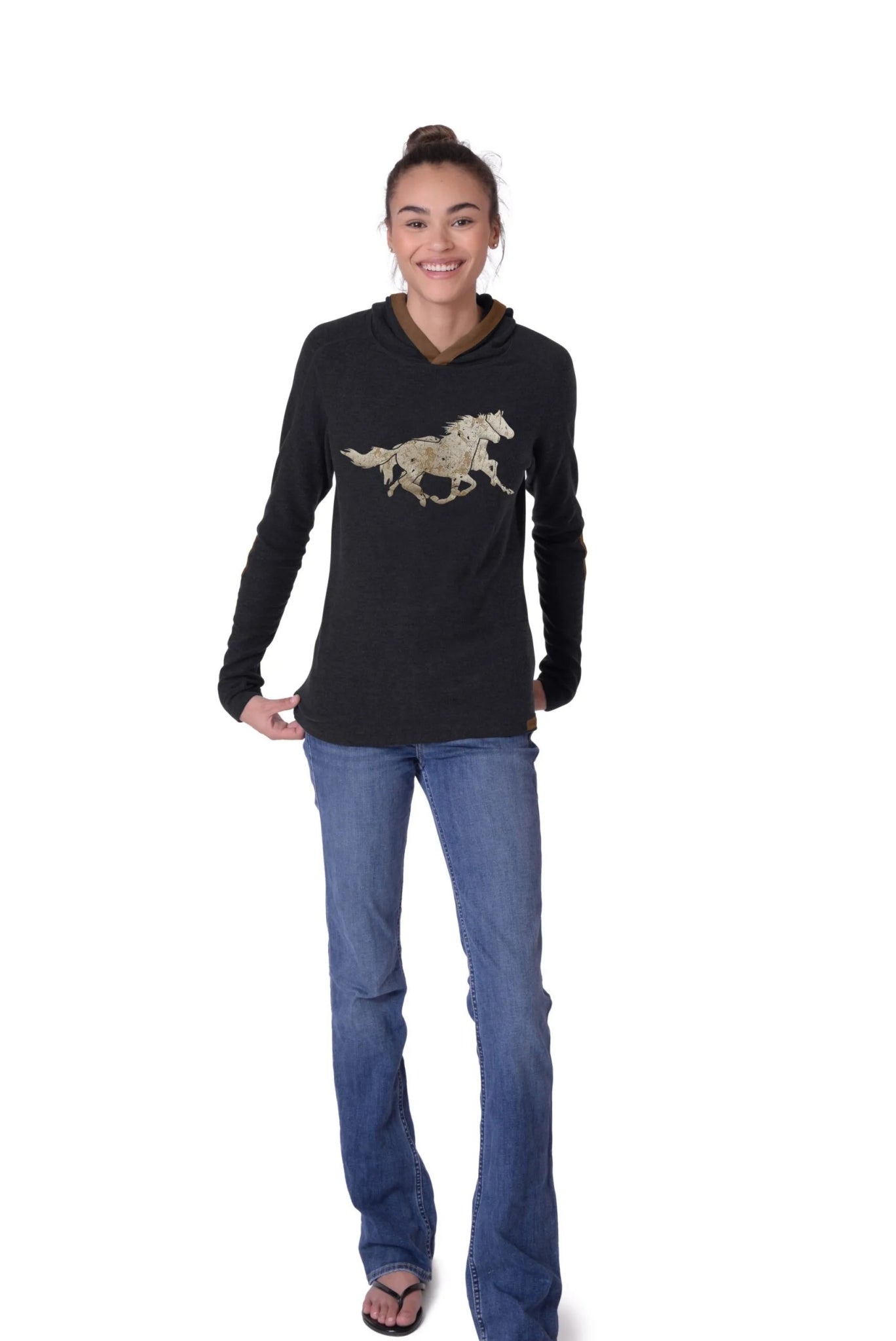 Chestnut Bay Rider Lounge Hoodie Running Horses - Image 3