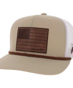 Hooey Liberty Roper 6-Panel Trucker Hat with Leather Flag Patch