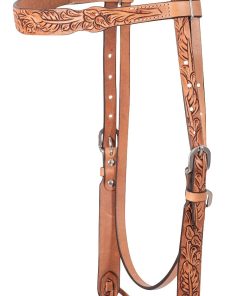 Cashel Browband Headstall with Antique Leaf Tooling