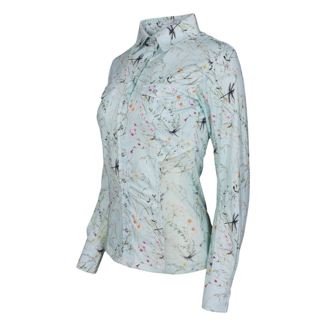 Dapplebay Ladies Dragonfly Meadow Button Down Western Shirt - Image 2