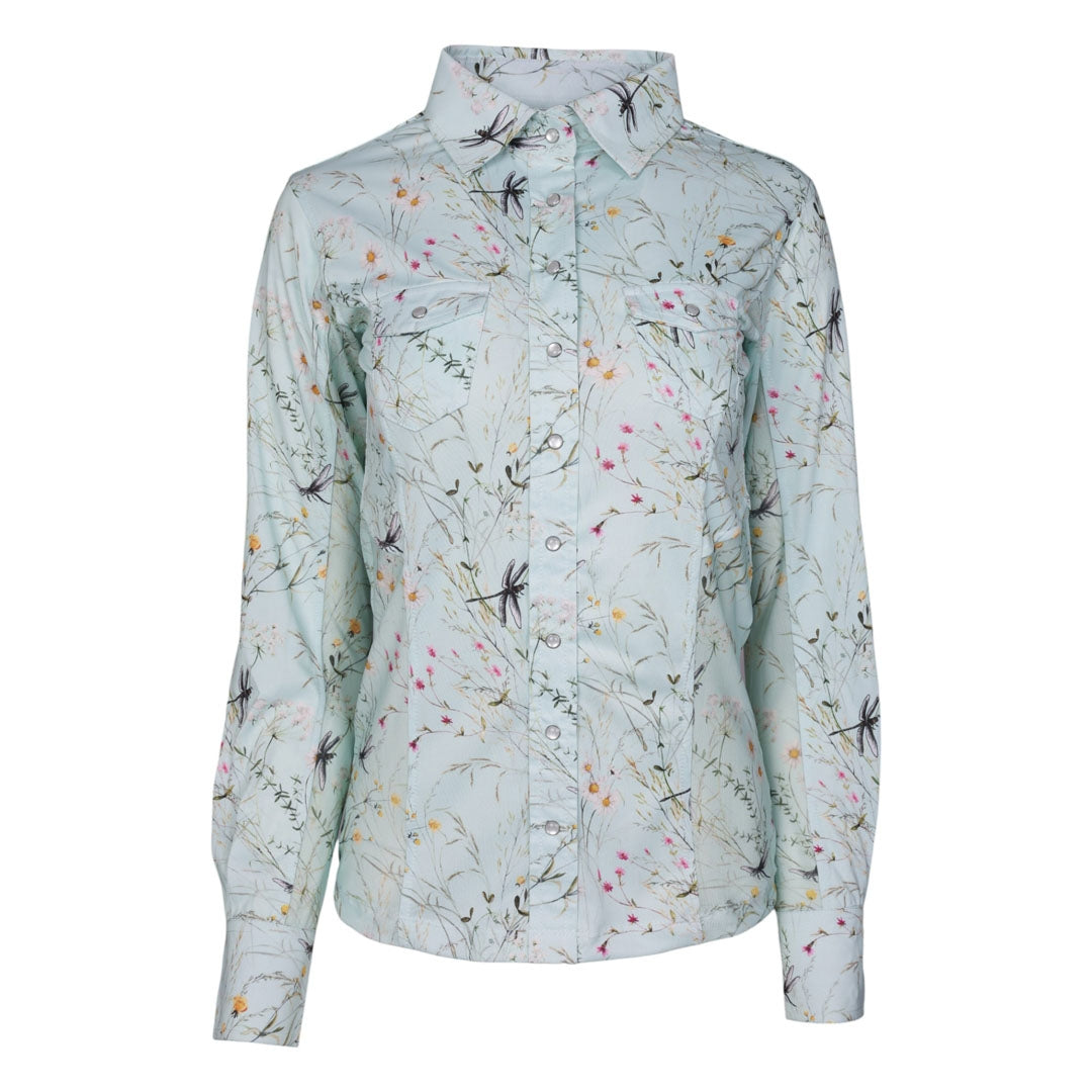 Dapplebay Ladies Dragonfly Meadow Button Down Western Shirt - Image 5