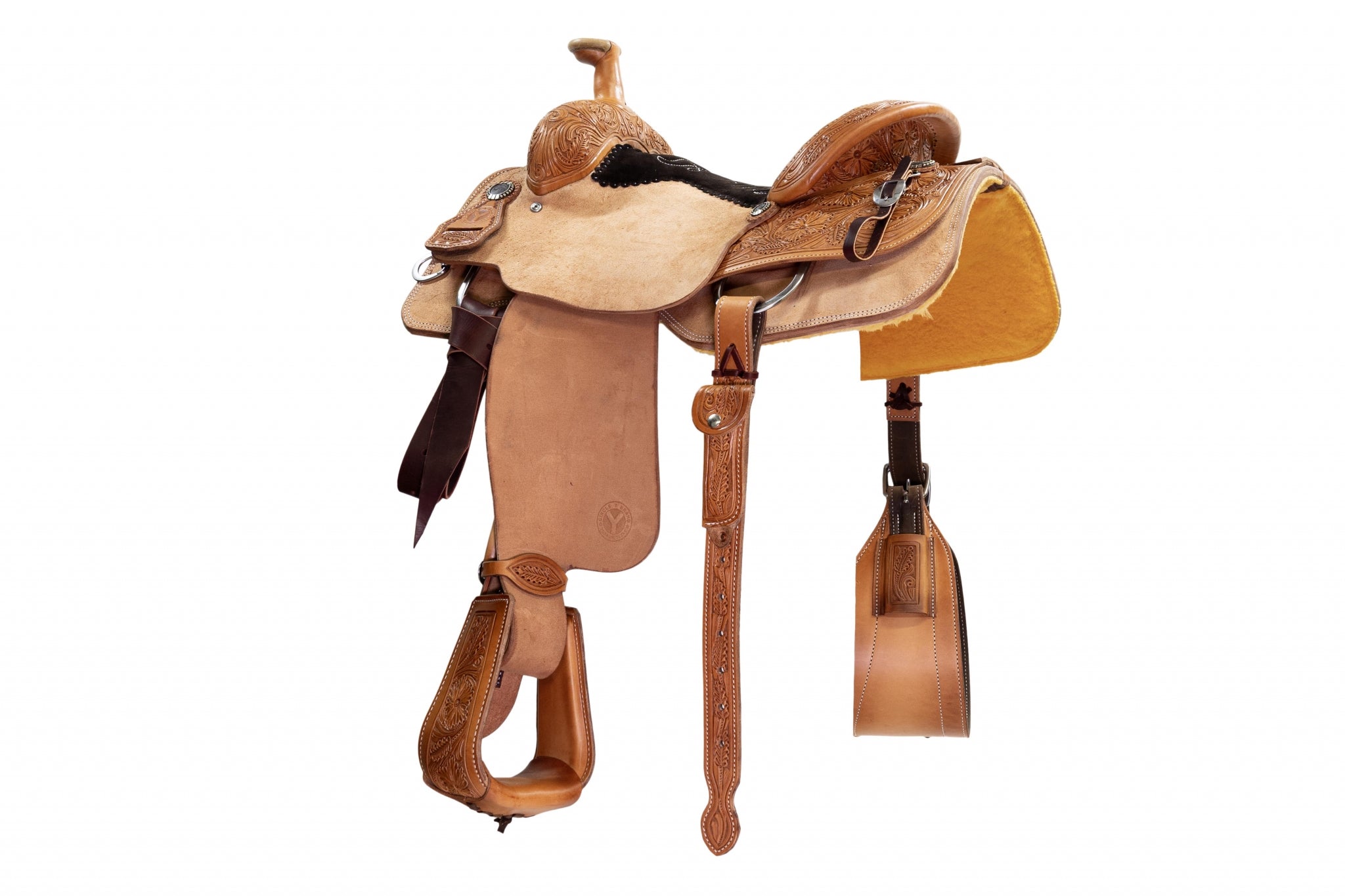 Circle Y PRCA 1/4 Tooled Team Roper Wyoming Saddle - Image 2