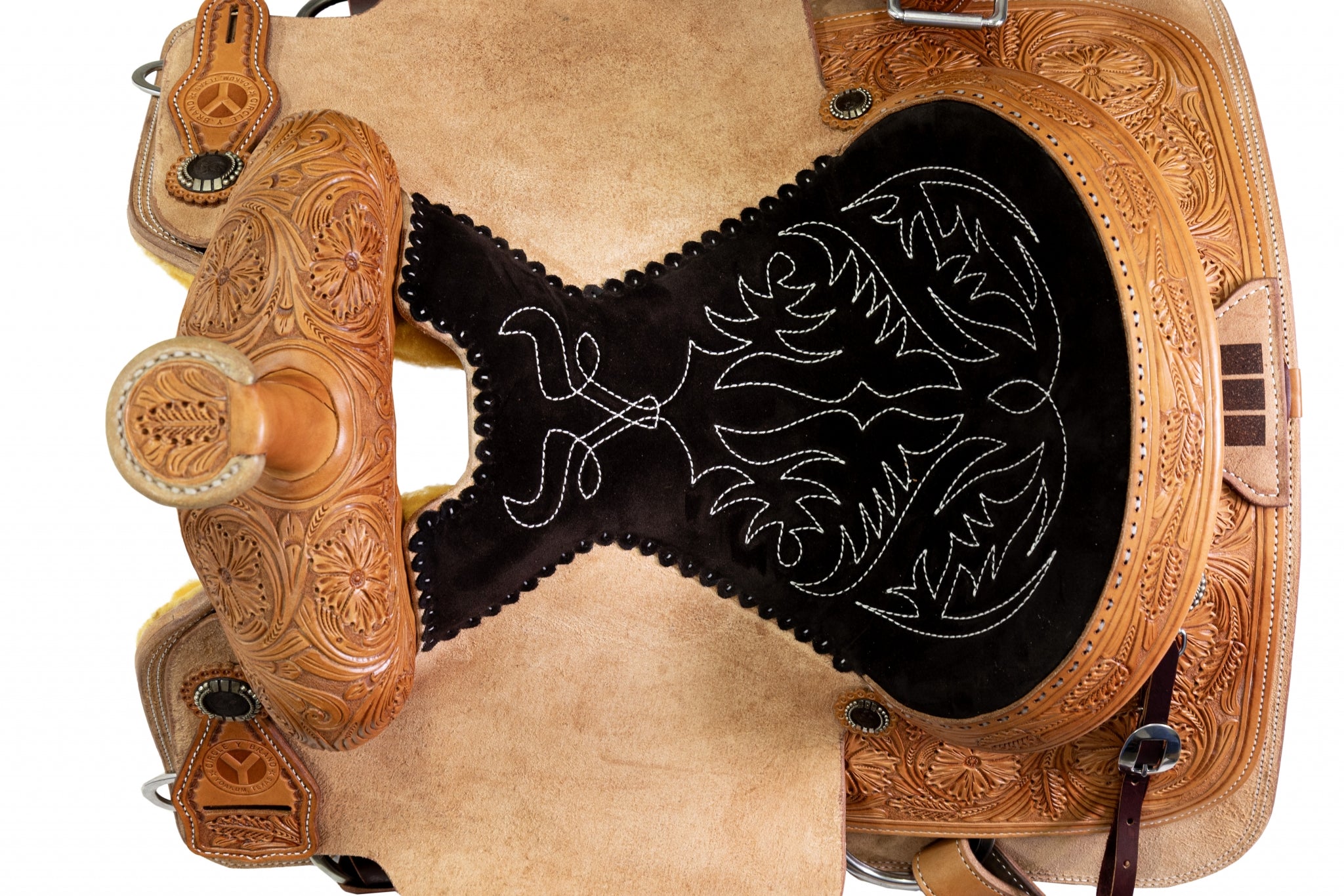 Circle Y PRCA 1/4 Tooled Team Roper Wyoming Saddle - Image 5